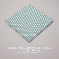 Baumwollstoff Serie Capri Weiße Streifen auf Grünblau